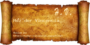 Héder Vincencia névjegykártya